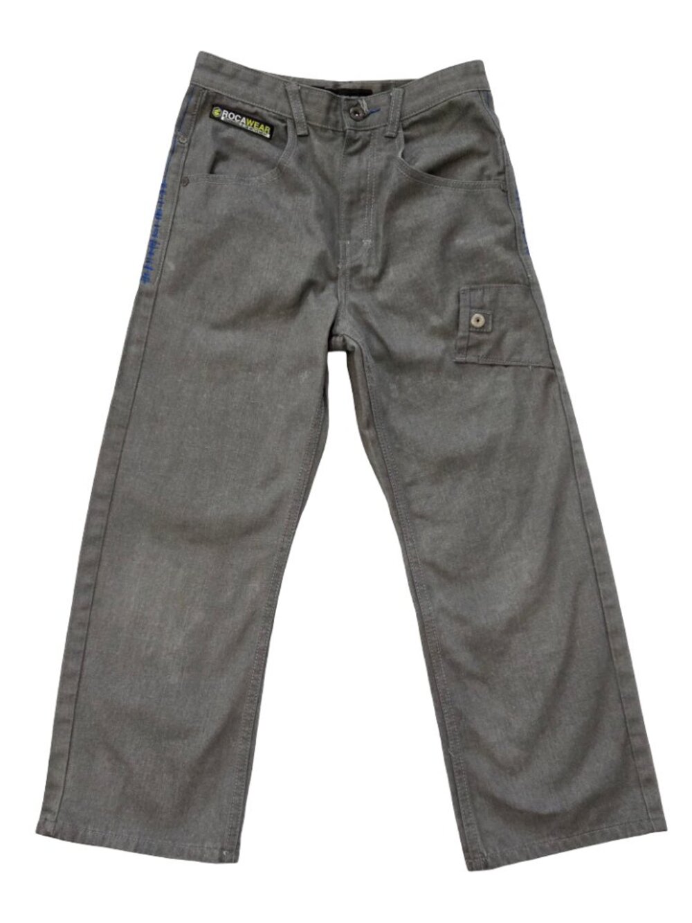 Rocawear Jeans Boys 12 Waist 28 Gray Baggy Y2K Hip Hop Embroidered Denim Street